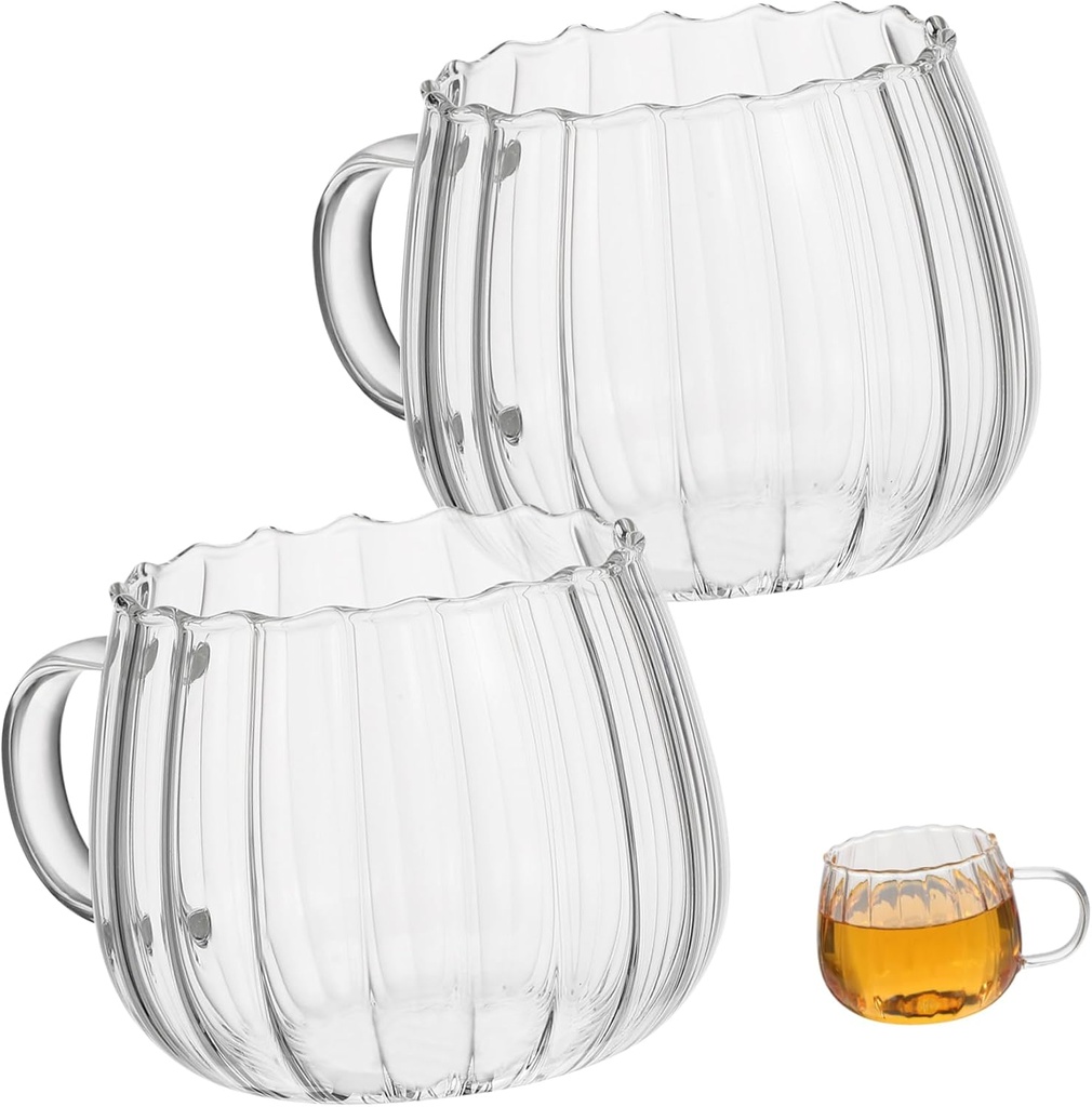 Garneck 2pcs Transparent Glass Cups High-temperature Resistant Coffee Mugs for Breakfast Beverages and Tea for Dining and Entertaining