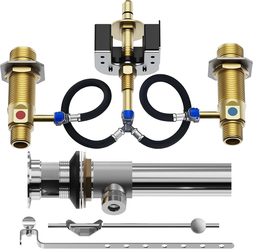Upgraded Rough-In Valve with Drain Assembly,Compatible with Moen Widespread Bathroom Sink Faucets, Featuring, 1/2-Inch IPS Connections, S9000 Series, Brass Construction（Upgraded version）