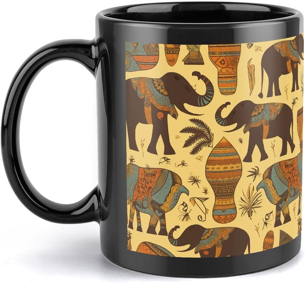 Africa Elephant Travel Mug Ceramic Large Ceramic Coffee Mugs with Handle, Porcelain Mugs- Perfect for Coffee Tea Espresso Other Beverages