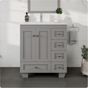Eviva Happy 28 Inch Grey Bathroom Vanity with Quartz Top & Porcelain Sink