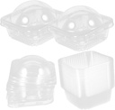 50pcs Egg-yolk Puff Package Boxes Cupcake Containers Portable Case Dome Lids