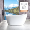 WOODBRIDGE 54"Freestanding White Acylic Soaking Bathtub with Chrome Drain and Overflow,B0006 -C-Drain &O