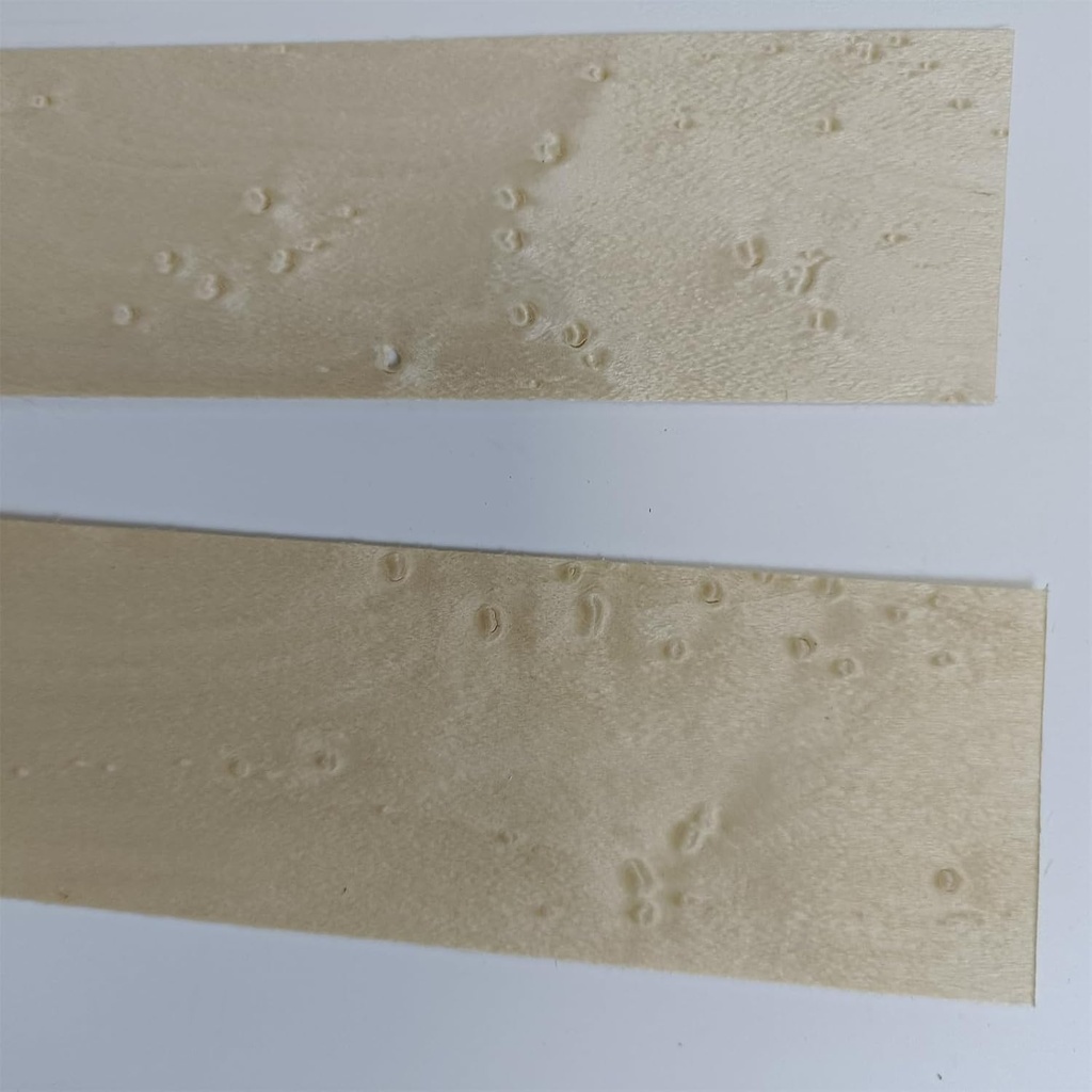 30 PCS Birdseye Beige Maple Wood Veneer Sheet, 5.5" x1.5" Without Paper Back 1/60" Thickness for Fingerboard Marquetry Art DIY Crafts Handmade Guitar Inlay