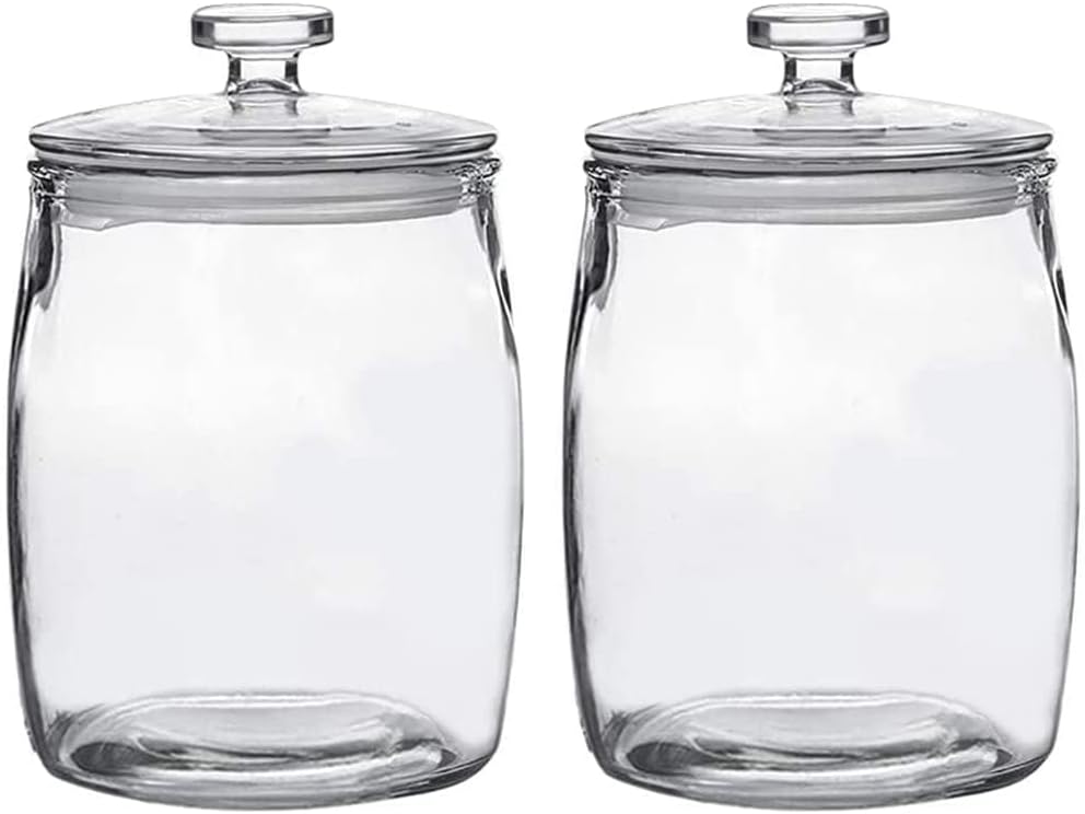 Half Gallon Glass Jars with Lid, Wide Mouth Cookie Jars Set of 2, Apothecary Jar for Candy, Glass Canisters for Kitchen Storage and Laundry Organization