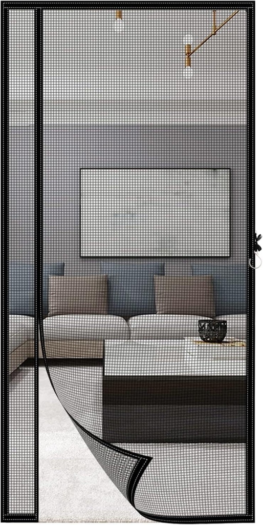Magnetic Screen Door Screen Door Mesh Fit Door Size 44 x 76 inch, Actual Screen Size 47" x78" Mesh Door Screen with Magnets Heavy Duty Auto-Closed Ventilate Transmittance