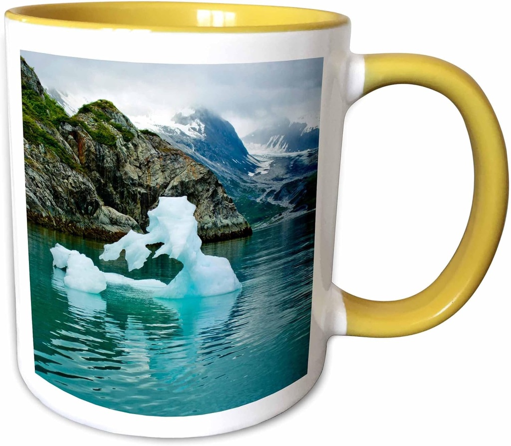 3dRose Alaska, Glacier Bay NP, Ice floating, Glacier Bay - US02 JGI0088 - Jerry Ginsberg 15oz Two-Tone Yellow Mug