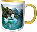 3dRose Alaska, Glacier Bay NP, Ice floating, Glacier Bay - US02 JGI0088 - Jerry Ginsberg 15oz Two-Tone Yellow Mug