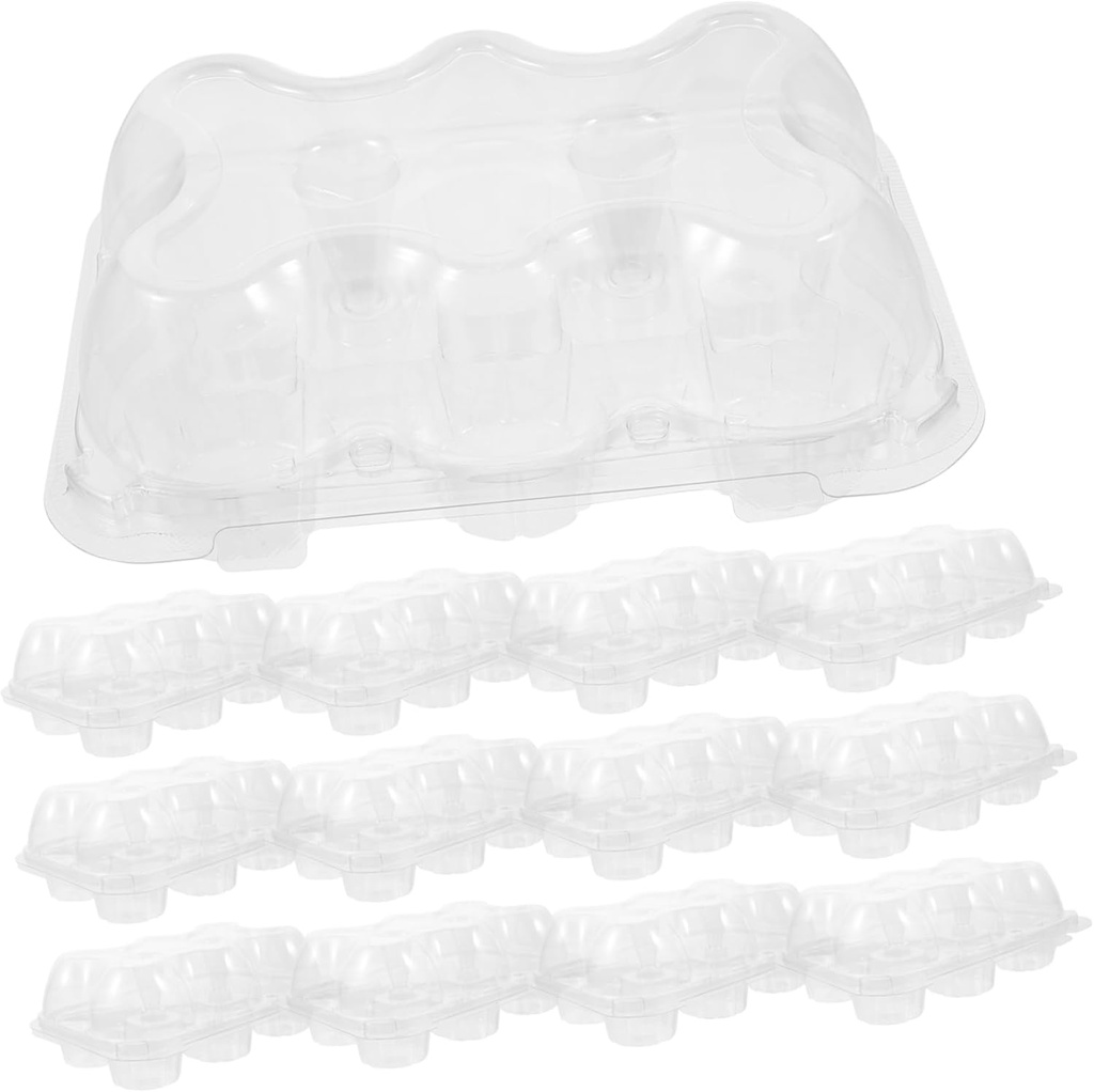 15-Piece Plastic Cake Carrier Set Lids Portable Cupcake Containers Visible Dessert Boxes for Baking and Party Supplies