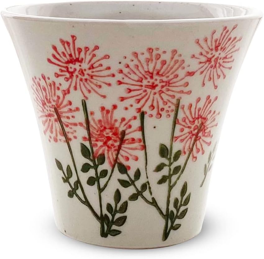 J-kitchens PNO606577 Hasami Ware Dinner Cup, Made in Japan, 4.9 fl oz (140 cc), Wildflower Red