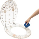 Resin Toilet Seat, Heavy Duty Toilet Cover and Seat Round, U/V/O Shaped Toilet Cover with Dried Flowers, Silent Thickened Tool for Lower-Locked Toilets in Homes, Hospitals