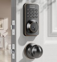 Keyless Entry Keypad Deadbolt with Handle Set, Auto-Lock + One-Touch Lock, 100 Codes + Easy Install, Ideal for Airbnb/Homes/Offices, Fits U.S. Standard Front Doors, Oil Rubbed Bronze