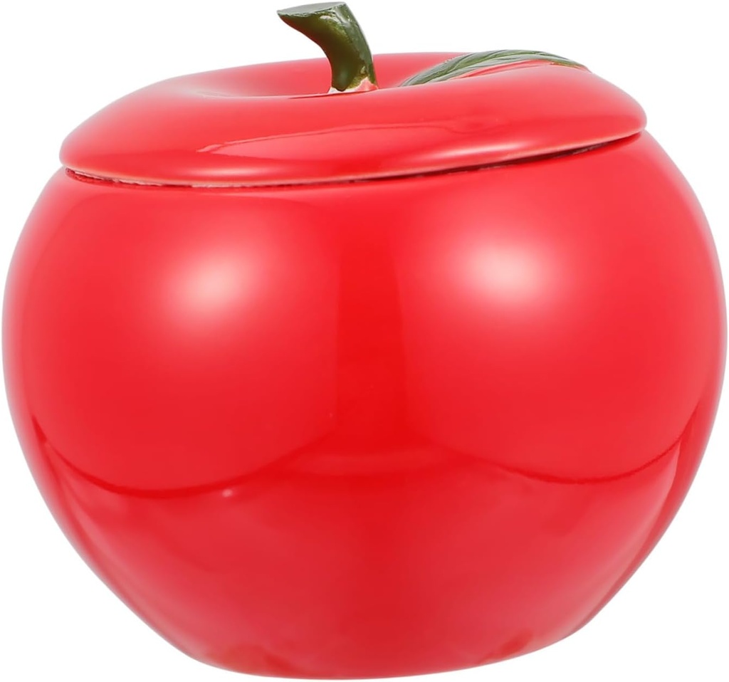 Cabilock Ceramic Sealed Storage Jar with Lid for Xmas Candy and Dried Fruit Porcelain Food Container with Artistic Fruit Design Portable Kitchen Canister for Home Office Bar Random Color