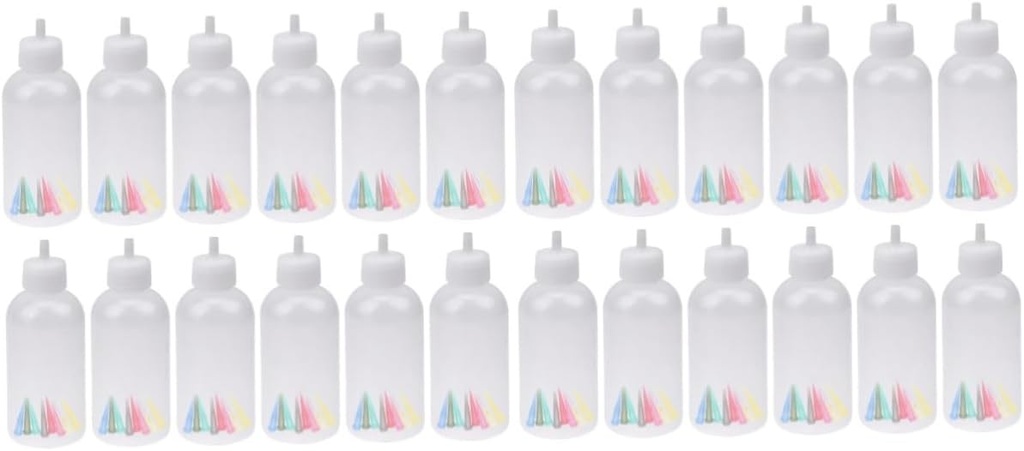 PRETYZOOM 24sets Plastic Jam Painting Squeeze Bottles Random Nozzles Versatile Condiment Dispenser for Sauces Dressings and Decorating Cakes and Capacity