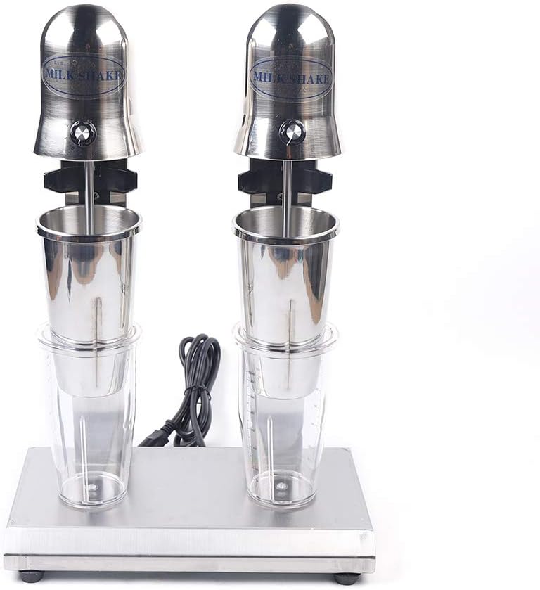 Dual Head Milkshake Machine Stainless Steel Milk Shake Machine 2 Speed with Mixing Cup, Smoothie Mixer Commercial Milkshake Blender for Various Chain Stores Coffee Shops, Tea Stores