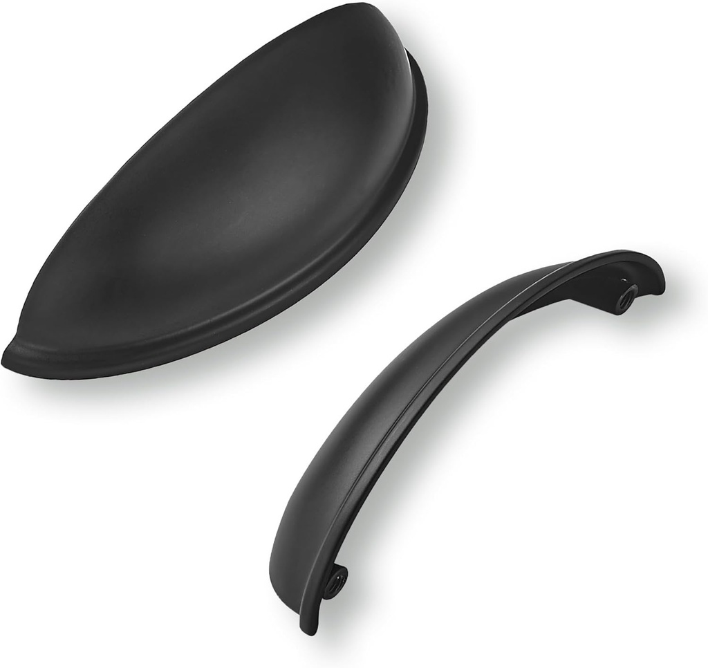 khtumeware 10 Pack 4" Drawer Pulls Matte Black Cabinet Cup Pulls Kitchen Hardware Cabinet Handles Drawer Handles Knobs 4 inch Hole Center