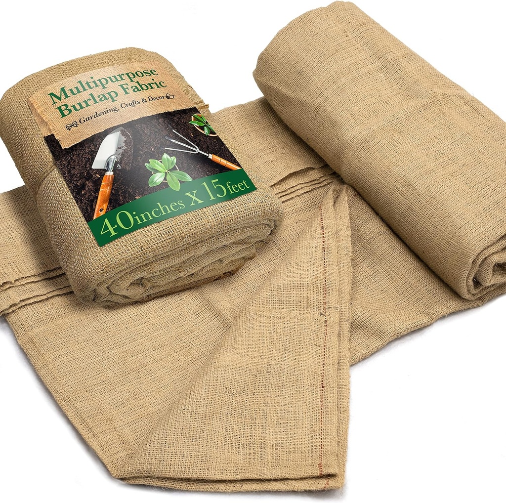 40" x15 Feet Gardening Burlap Roll - Multipurpose Natural Burlap Fabric, High Density Jute Fiber Material for Decorations, Center Pieces for Home, Rustic Party Décor
