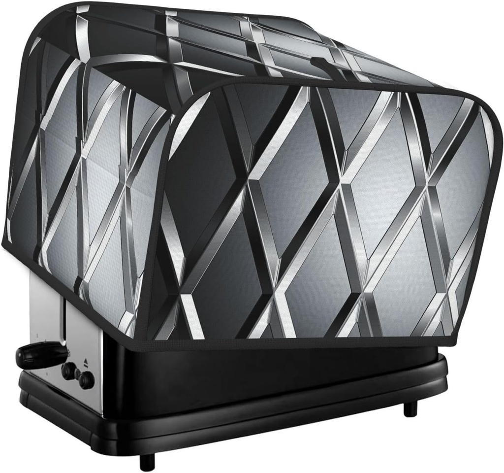 4 Slice Toaster Cover with Pocket Universal Size Toasters Dusts Covers Silver Geometric Figure Bread Machine Cover & Protection Bread Machine Protector Small Kitchen Appliance Covers