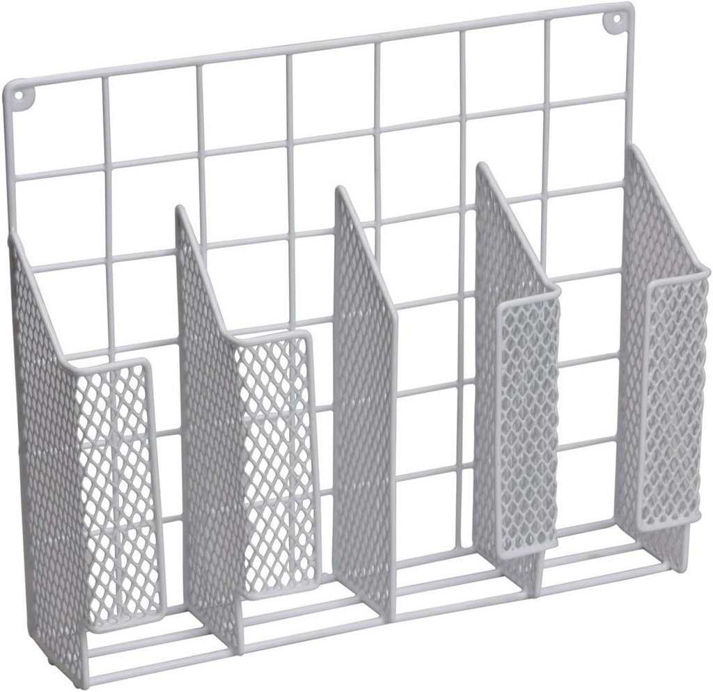 Home Basics Organizer Rust Resistant, Perfect for Food Storage, Silver Foil, Wax Paper, Sandwich Bags, Plastic Wrap-Mounts,White