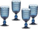 Godinger Goblet Glasses, Beverage Glass Cup, Wine Glasses, Stem Glass, Alba - Blue - 8oz, Set of 4