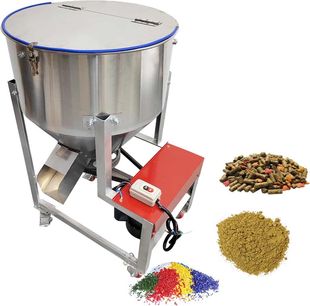 110V 3KW Powder Mixer Blender Mixing Machine Stainless Steel Plastic Mixer Mixing Capacity 110 lbs Vertical Feed Mixing Machine for Dry Grain Granule