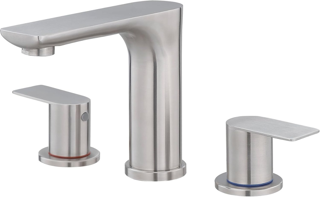 Bathroom Faucets for Sink 3 Hole,8 Inch Widespread Bathroom Sink Faucet with Pop-up Drain and Supply Lines, Stainless Steel Faucet for Vanity RV Farmhouse Sink(Brushed)