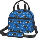Killer Whale Lunch Bag with Adjustable Shoulder Strap for Women Men Reusable Lunch Box Leakproof Tote Bags Insulated Cooler for Work Travel Outdoor(9 x 5 x 7.8 Inches)