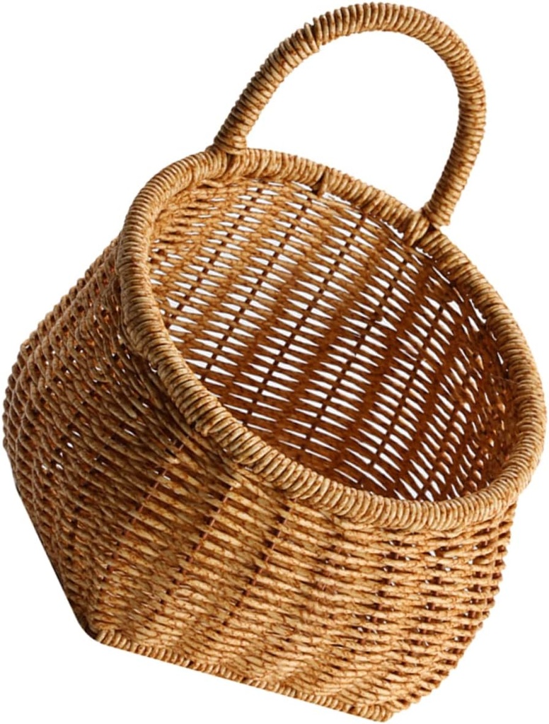 VALICLUD Lightweight Woven Hanging Basket for Kitchen Wall Mounted Storage Vegetable and Fruit Holder Rustic Farmhouse Style Decorative Organizer for Bread and Food Display