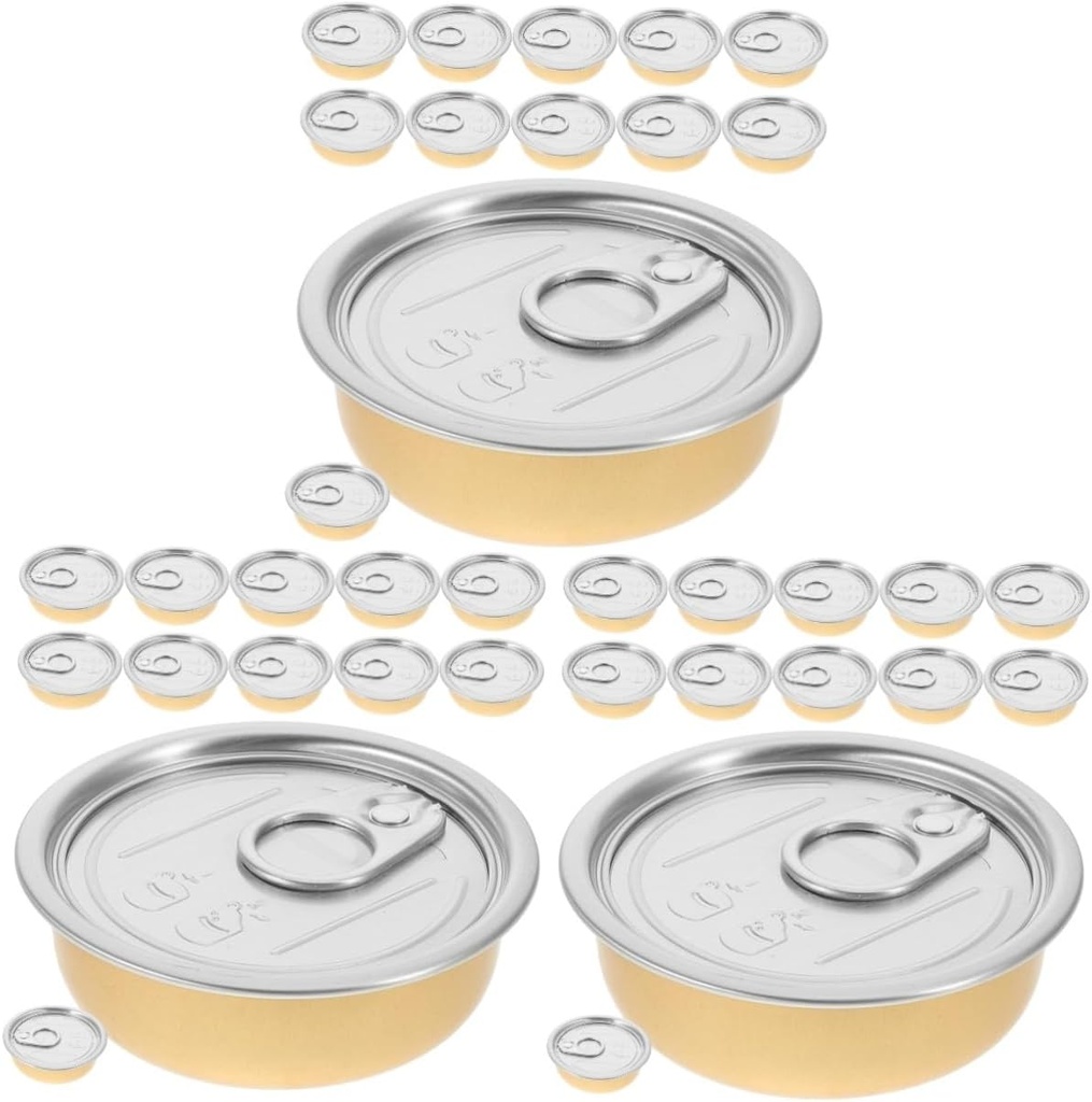 Amosfun 36 Pcs Aluminum Can Food Preservation Tin Small Storage Can Food Tins with Lids s Bulk -grade Dessert Storage Cookie s with Lids Small s Round