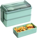Bento Box Adult,Lunch Containers For Adults,Leakproof Stackable Bento Lunch Box Meal Prep For Dining Out, Work, Picnic,Travel (2, Green)