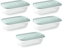 Set of 5 Plastic Food Containers, BPA Lunch Boxes, Microwave, zer and Dishwasher Safe, Pastel Colours (Green, 600 ml)