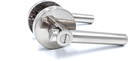 OKAR Heavy Duty Satin Nickel Door Handle Privacy Bath and Bedroom Door Lever, Lock Keyless Lockset, Reversible Flat Lever with Round Rosette.