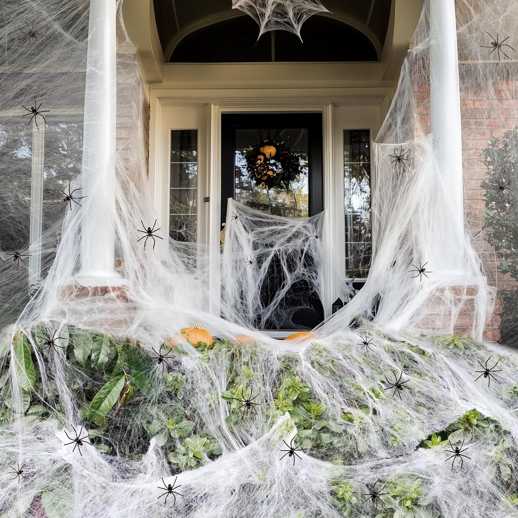 ZPISF 300 sqft Spider Webs Halloween Decorations with 10 Fake Spiders, Super Stretch Cobwebs for Halloween Indoor and Outdoor Decor