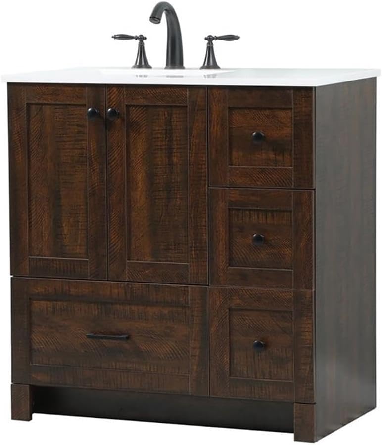 Elegant Decor Soma 32" Aluminum MDF Single Bathroom Vanity in Expresso