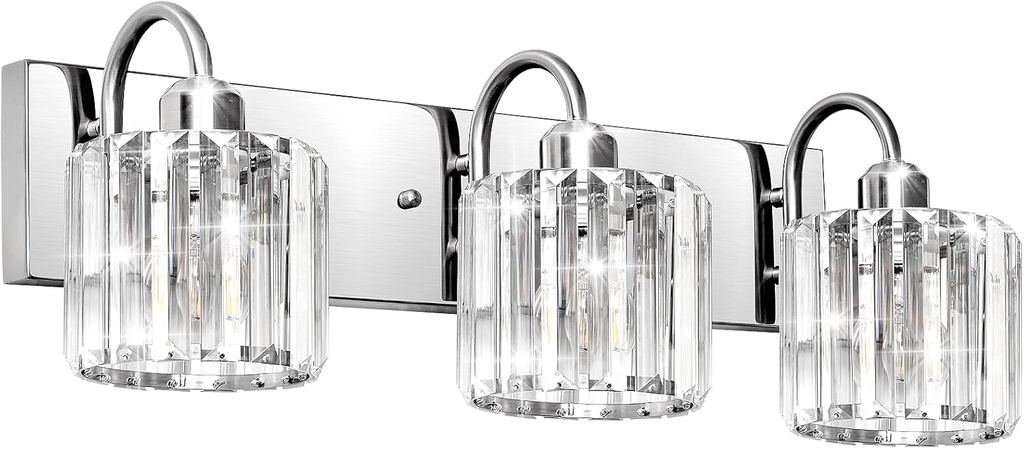 3-Light Brushed Nickel Vanity Light Fixtures for Bathroom Over Mirror