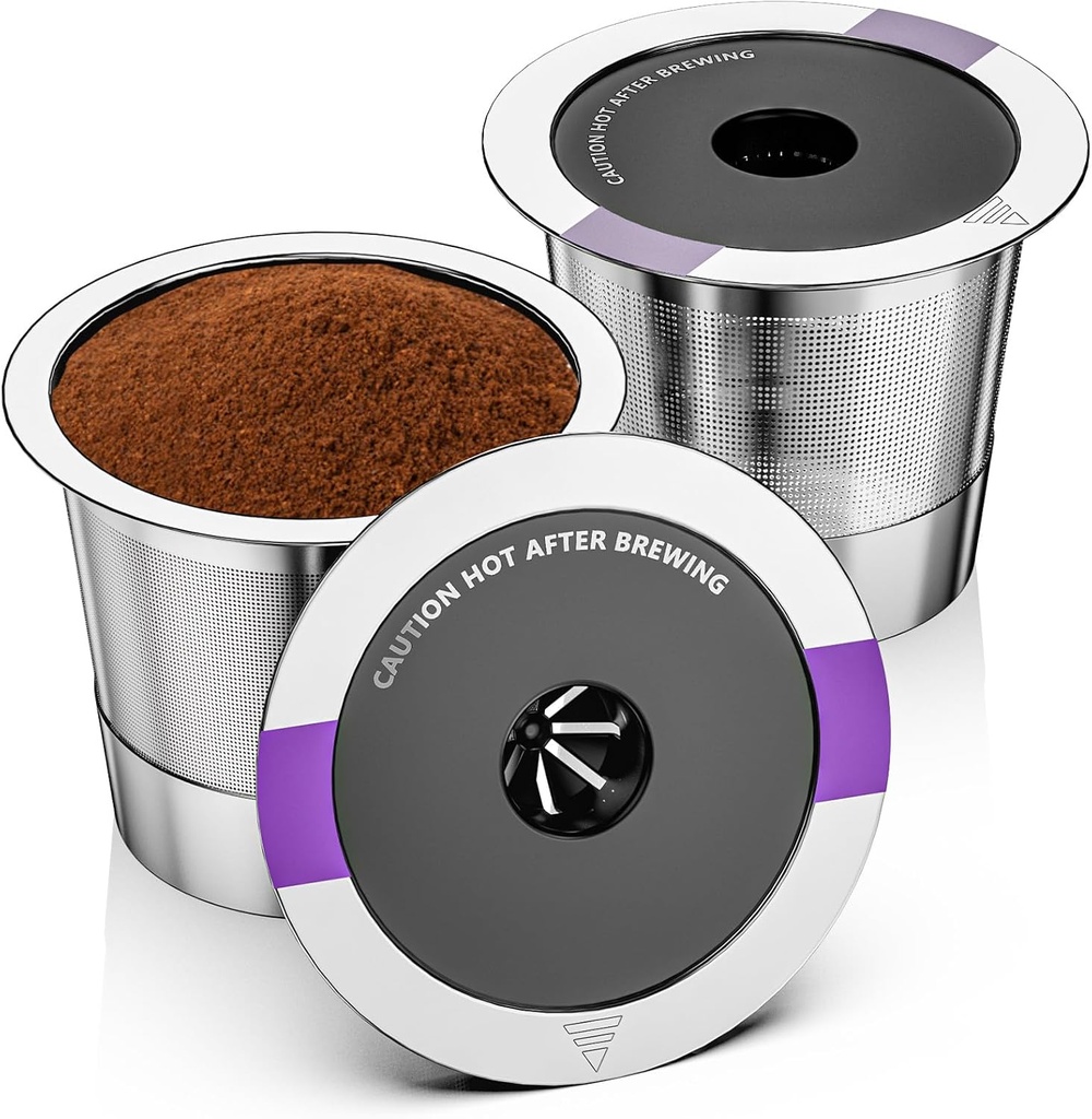 Universal reusable coffee pods, Suitable for k cups, Stainless steel reusable compatible with keurig 1.0 & 2.0 coffee machines brewers refillable