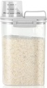 TBMax Rice Storage container 4 Lbs, Small Rice Dispenser with Measuring Cup, Grey Cereal Containers Flour Bin, Kitchen Food Storage Container and Pantry Organizers, Pet Dog Cat Food Dispenser
