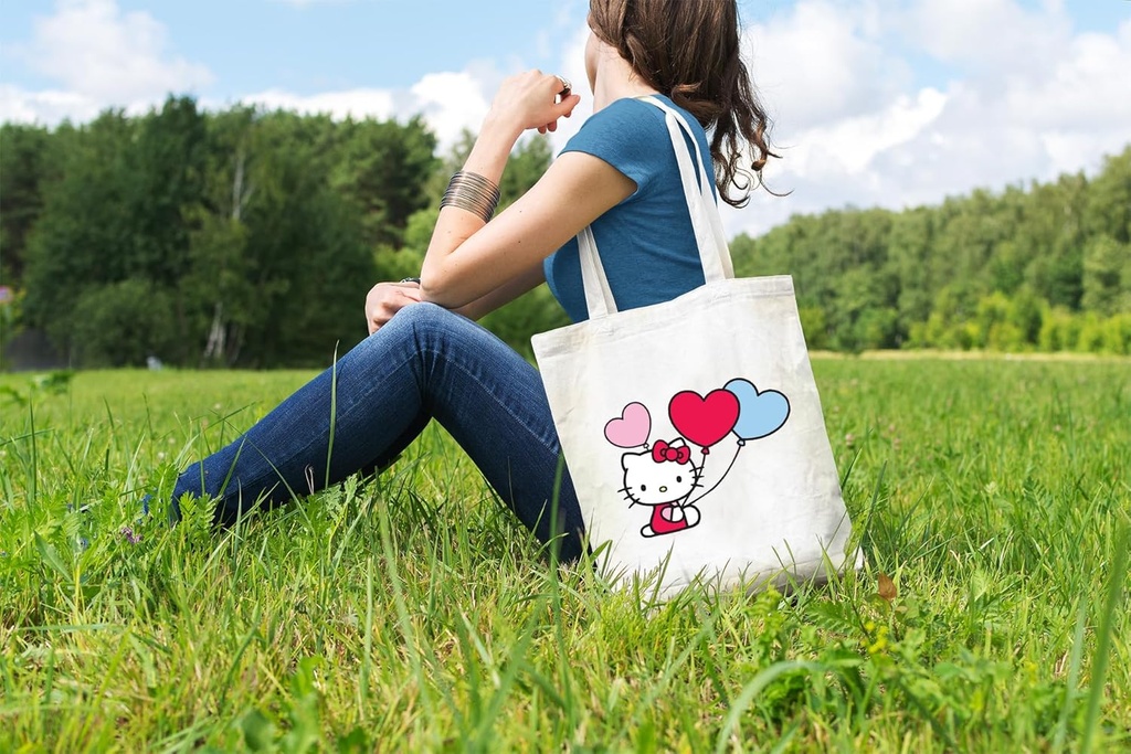 Cute Canvas Tote Bag - Cat Gifts for Women - Cat Mom Gifts - Reusable Birthday Bags (Hello Cutey Love)