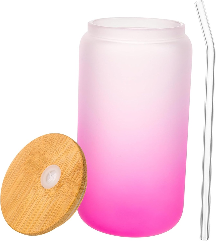 Gradient Glass Milk Cup Straw Wide Mouth Beverage Glass Mug Heat Resistant