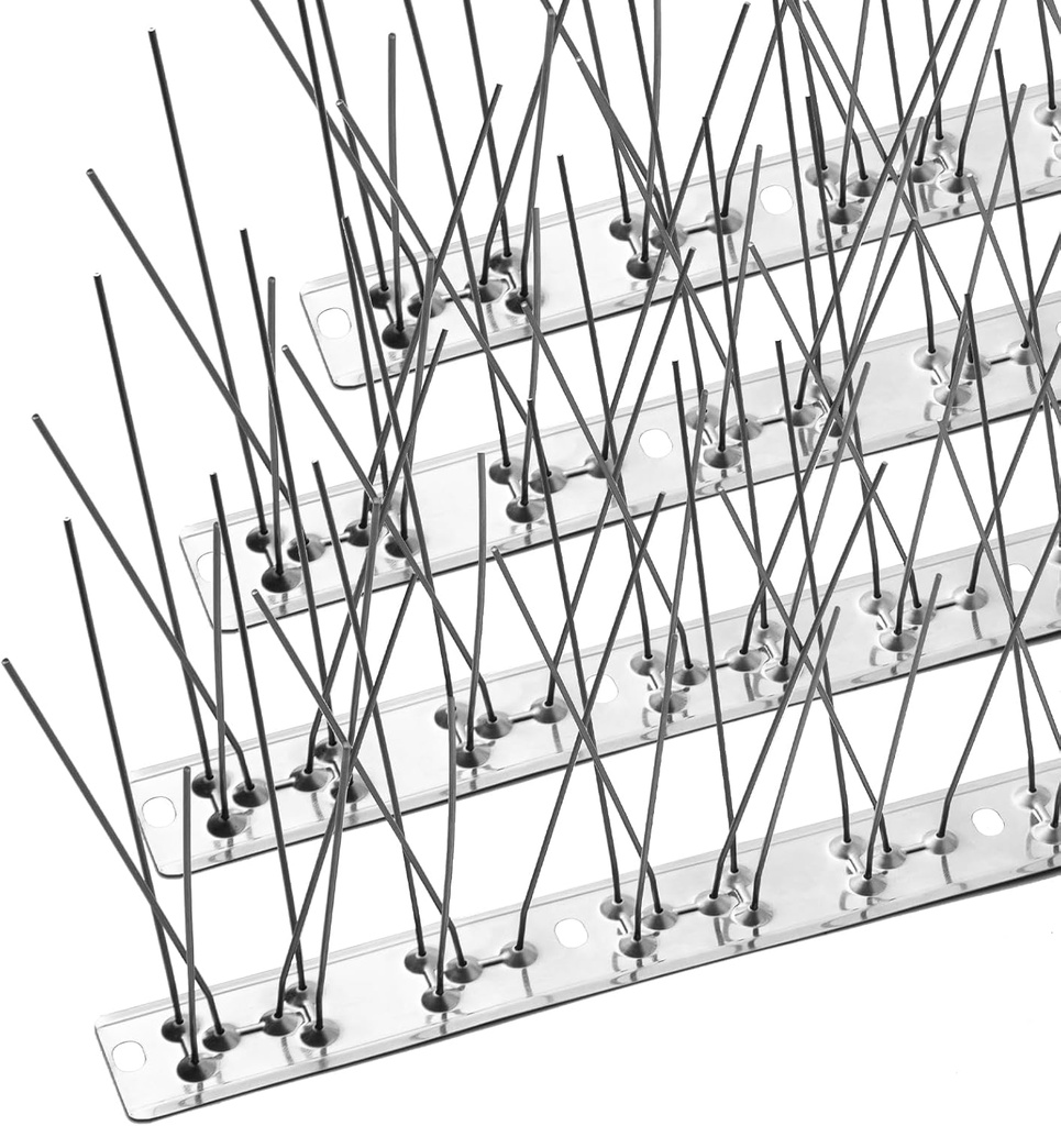 OFFO Bird Spikes with Stainless Steel Base, Durable Bird Spikes Arrow Pigeon Spikes Fence Kit for Keeping Small Bird, Crows and Woodpeckers Away, Covers 3.4 Feet(1.04m)