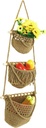 Hanging Storage Basket for Kitchen Woven Organizer for Fruits and Vegetables Space-Saving Wall-Mounted Produce Holder Natural Aesthetic Design