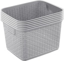 Sterilite 6-Pack Tall Weave Basket, Wicker-Style Plastic Open Storage Bin, Cement Gray - Multi-Purpose Decorative Organizer for Laundry Area, Shelves, Closets, Pantries, Living Rooms or Offices