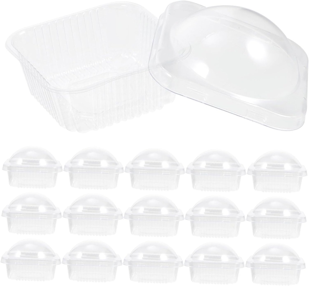 50 Pcs Thick Round Plastic Cupcake Packaging Boxes Single Container for Desserts Chocolate Muffins for Weddings and Birthdays