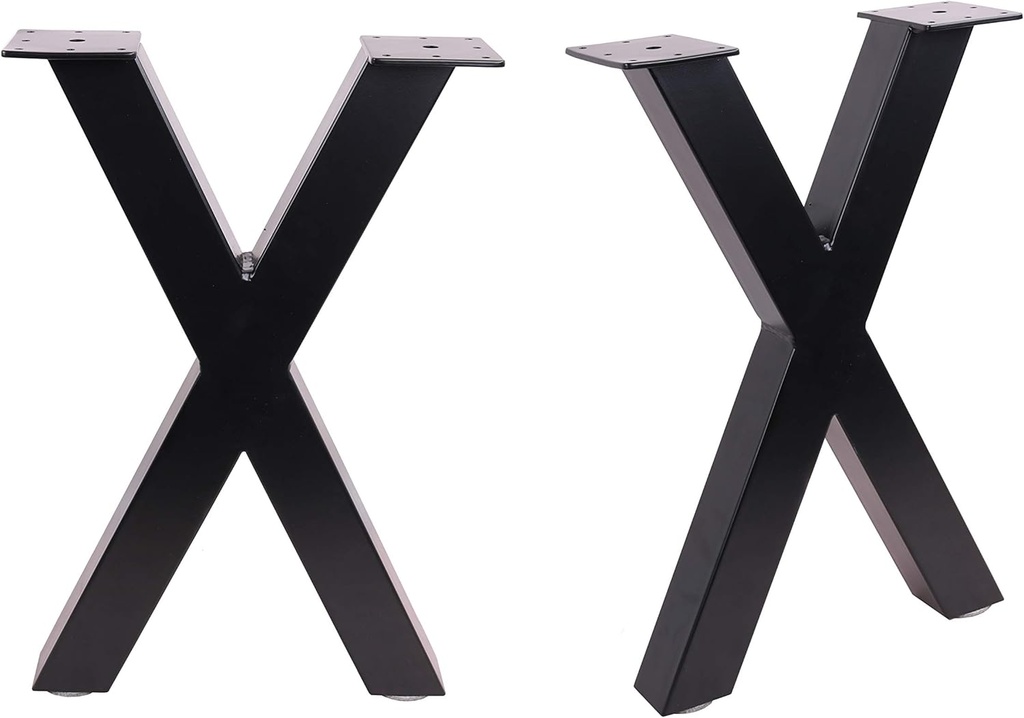 18" Dining Bench Legs, X-Shaped Steel Table Legs - Set of 2, Black