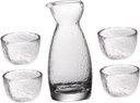 Alipis Japanese Style Sake Cup Set with Pot Creative Hammered Design Transparent Drinkware for Sake Lovers for Home Decor and Entertaining