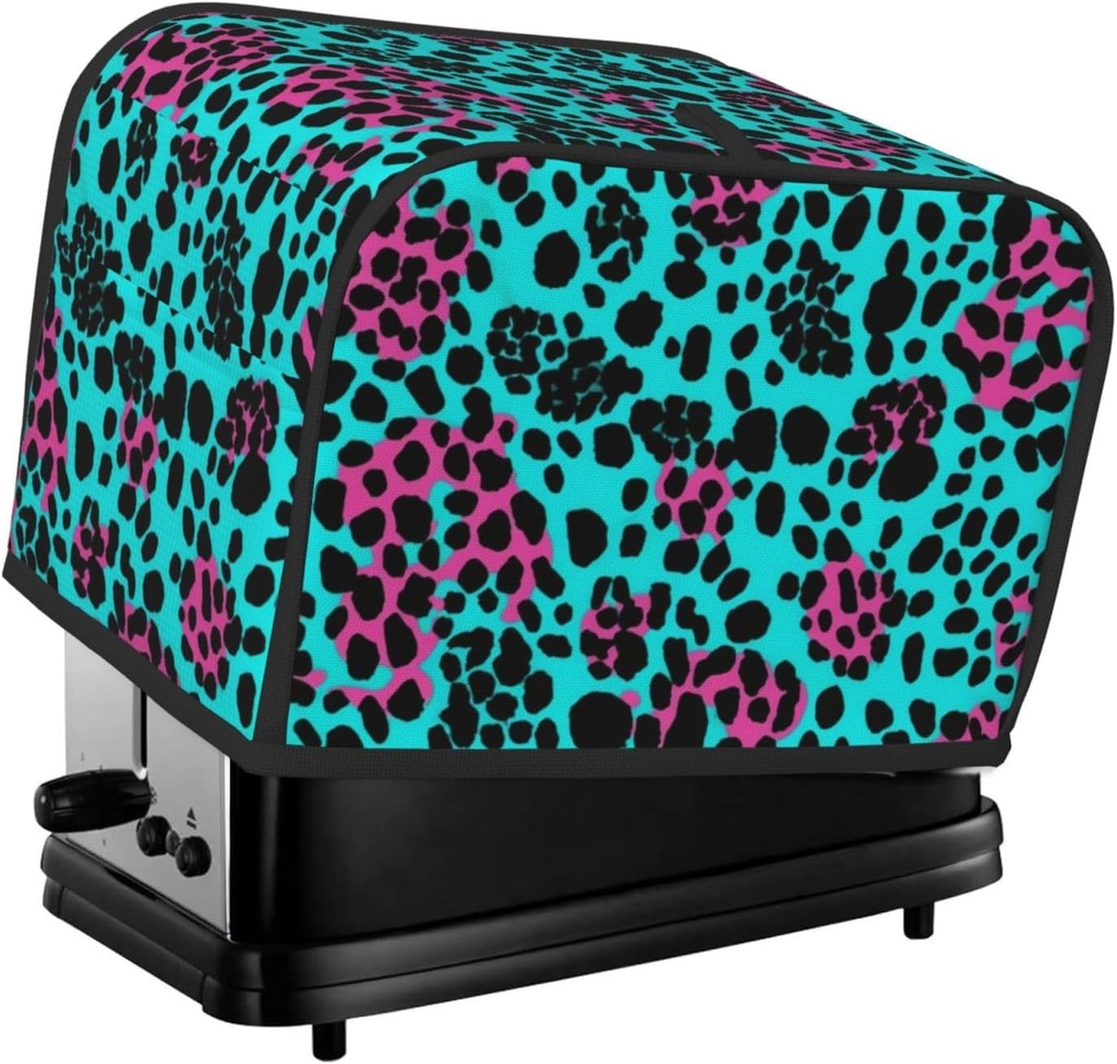 2 Slice Toaster Cover with Pocket Universal Size Toasters Dusts Covers Cute Turquoise Leopard Bread Machine Cover & Protection Bread Machine Protector Small Kitchen Appliance Covers
