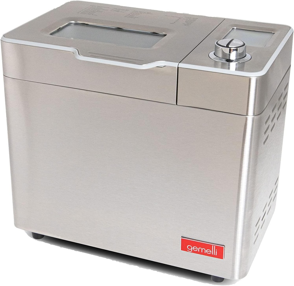 Gemelli Home™ 2LB Artisan Bread Maker, Stainless Steel w/ 21 Functions, Ceramic Pan, Fruit/Nut Dispenser, 3 Loaf Sizes, 3 Shades, Gluten-Free Settings