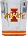 R and R Imports Iowa State Cyclones 2 Ounce Shot Glass Square Orange Base Officially Licensed Collegiate Product 2-Pack