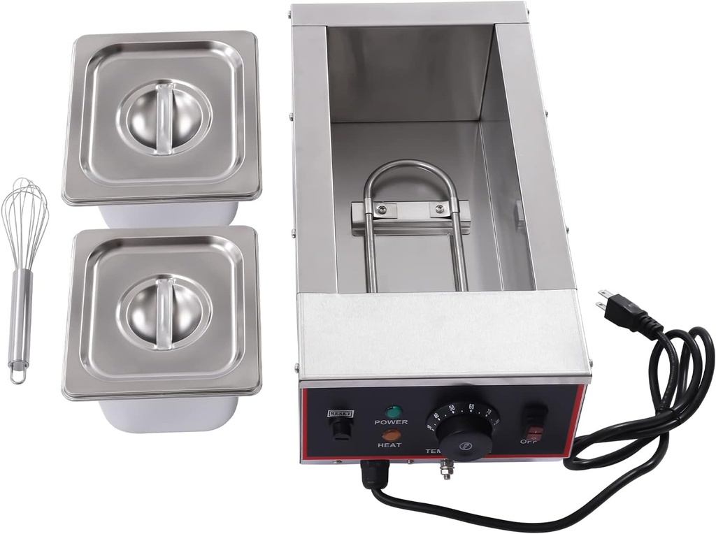 Chocolate Tempering Machine, Chocolate Melting Machine with Temperature Control (86-185℉)，2 Tanks Electric Commercial Food Warmer with Lid for Chocolate/Milk/Cream