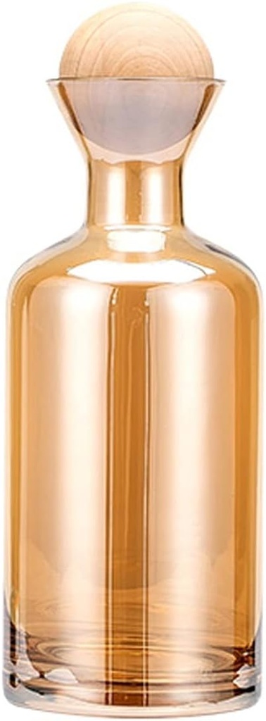 Kettles Household Glass Carafe with Wooden Ball Dustproof and Elegant Glass Pitcher for Milk,Juice, Cold and Hot Beverages 1200ml Canteen(A)