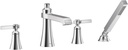 Moen TS928 Flara 2-Handle Deck Mount Lever Handle Roman Tub Faucet Trim Kit, Valve Required, Including Single Function Handshower, Chrome